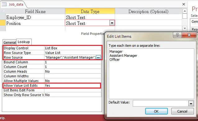 how to make a drop down menu in access 2007