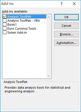Excel Analysis Tookpak 04