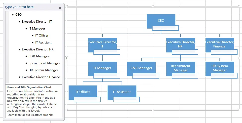 Excel create organization chart 07