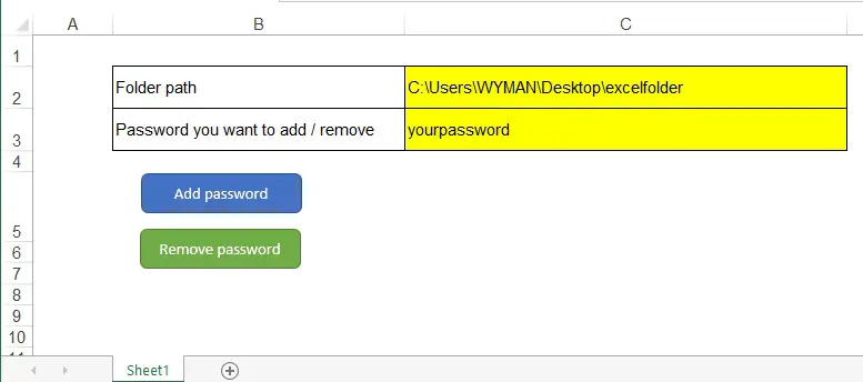 Add password to all Excel workbook in folder 02