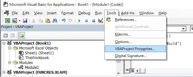 Protect VBA code with password 02
